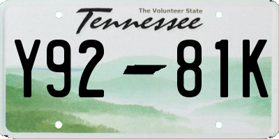 TN license plate Y9281K