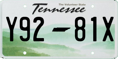 TN license plate Y9281X