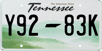 TN license plate Y9283K
