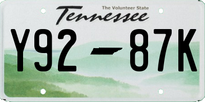 TN license plate Y9287K