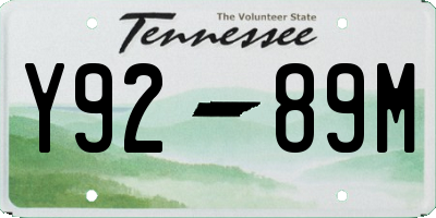 TN license plate Y9289M