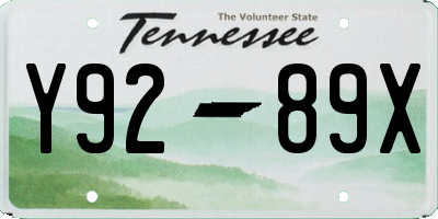TN license plate Y9289X