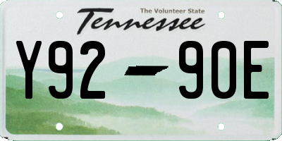 TN license plate Y9290E