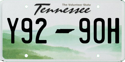 TN license plate Y9290H