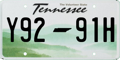 TN license plate Y9291H