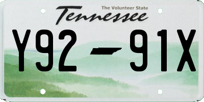 TN license plate Y9291X