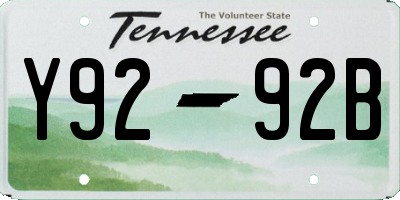 TN license plate Y9292B