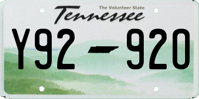 TN license plate Y9292O