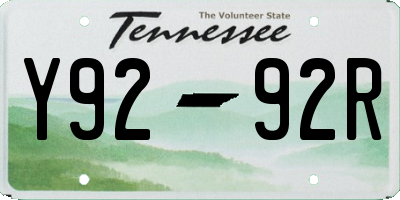 TN license plate Y9292R