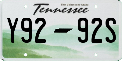 TN license plate Y9292S