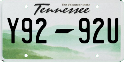 TN license plate Y9292U