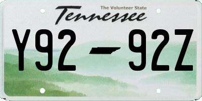 TN license plate Y9292Z