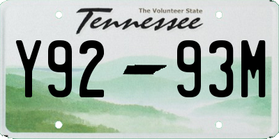 TN license plate Y9293M