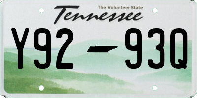 TN license plate Y9293Q