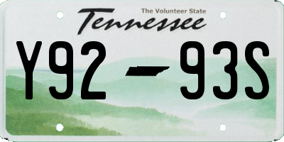 TN license plate Y9293S
