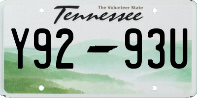 TN license plate Y9293U