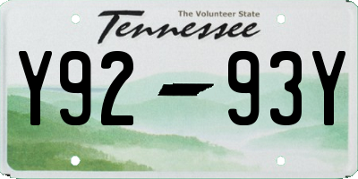 TN license plate Y9293Y