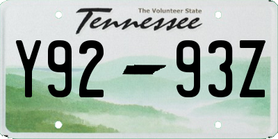 TN license plate Y9293Z