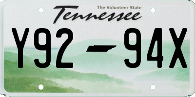 TN license plate Y9294X