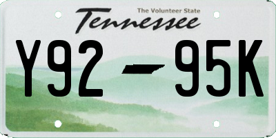 TN license plate Y9295K