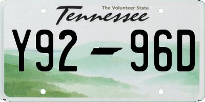 TN license plate Y9296D