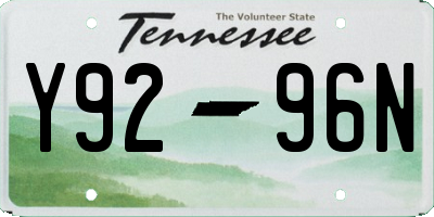 TN license plate Y9296N