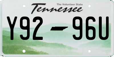 TN license plate Y9296U