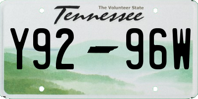 TN license plate Y9296W