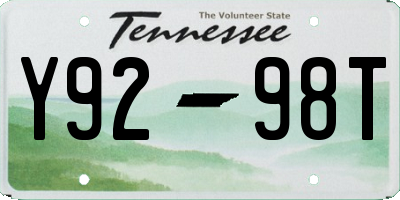 TN license plate Y9298T