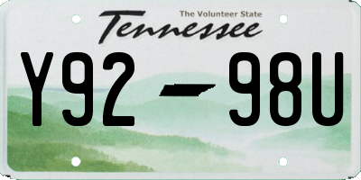 TN license plate Y9298U