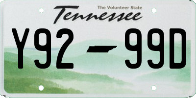 TN license plate Y9299D