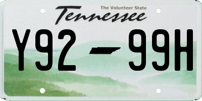 TN license plate Y9299H