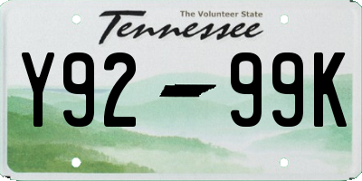 TN license plate Y9299K
