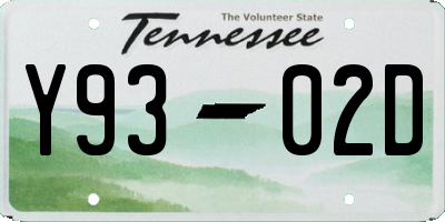 TN license plate Y9302D