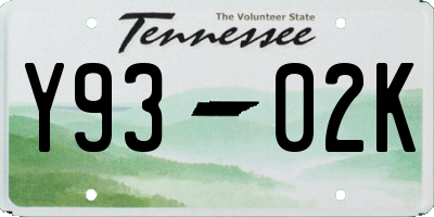 TN license plate Y9302K