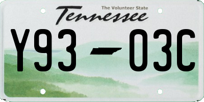 TN license plate Y9303C