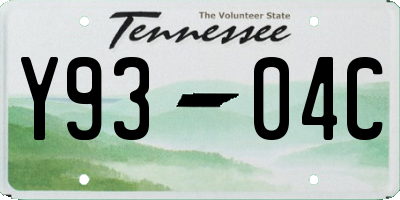 TN license plate Y9304C