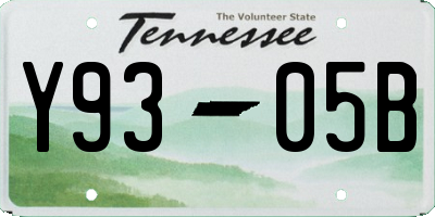 TN license plate Y9305B