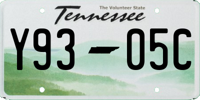 TN license plate Y9305C