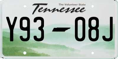 TN license plate Y9308J