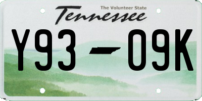 TN license plate Y9309K