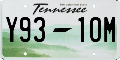 TN license plate Y9310M