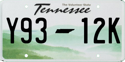 TN license plate Y9312K