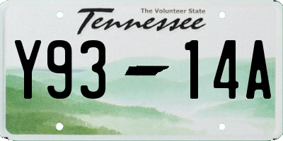 TN license plate Y9314A