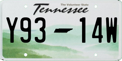 TN license plate Y9314W