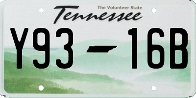 TN license plate Y9316B
