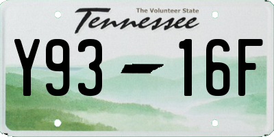 TN license plate Y9316F