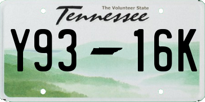 TN license plate Y9316K