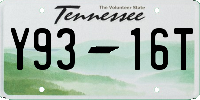 TN license plate Y9316T