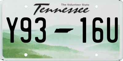 TN license plate Y9316U